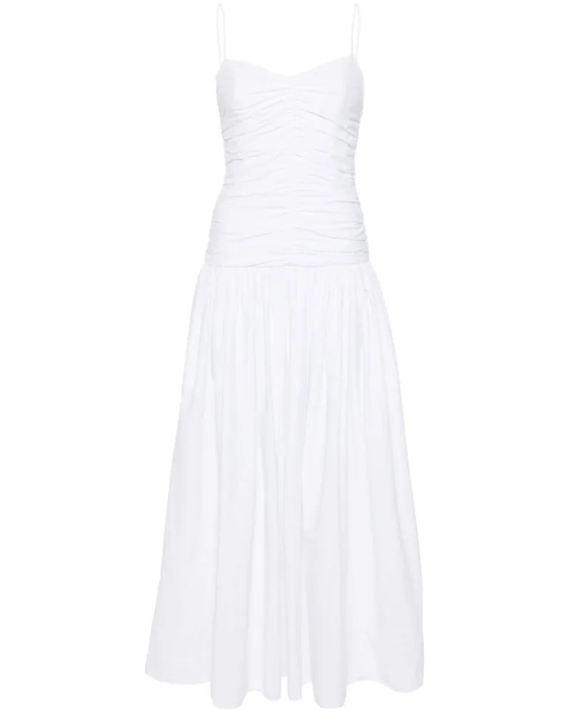 Matteau Gerafftes Kleid mit tiefer Taille Weiß
