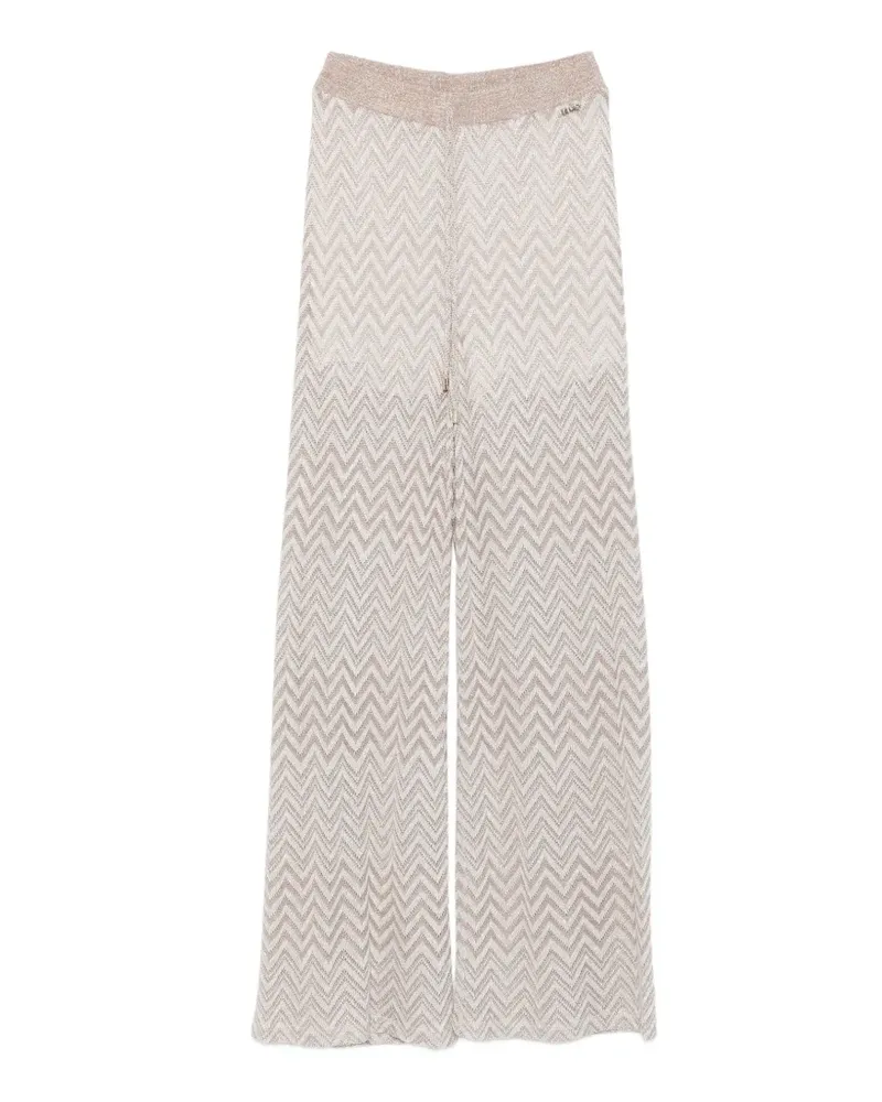 Liu Jo zigzag-knit wide-leg palazzo pants - Nude Nude