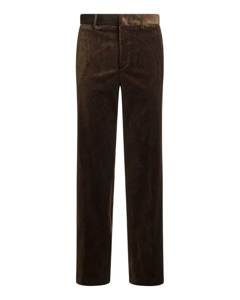 Etro Baumwollsamthose mit Arnica-Motiv und geradem Bein - Braun Braun