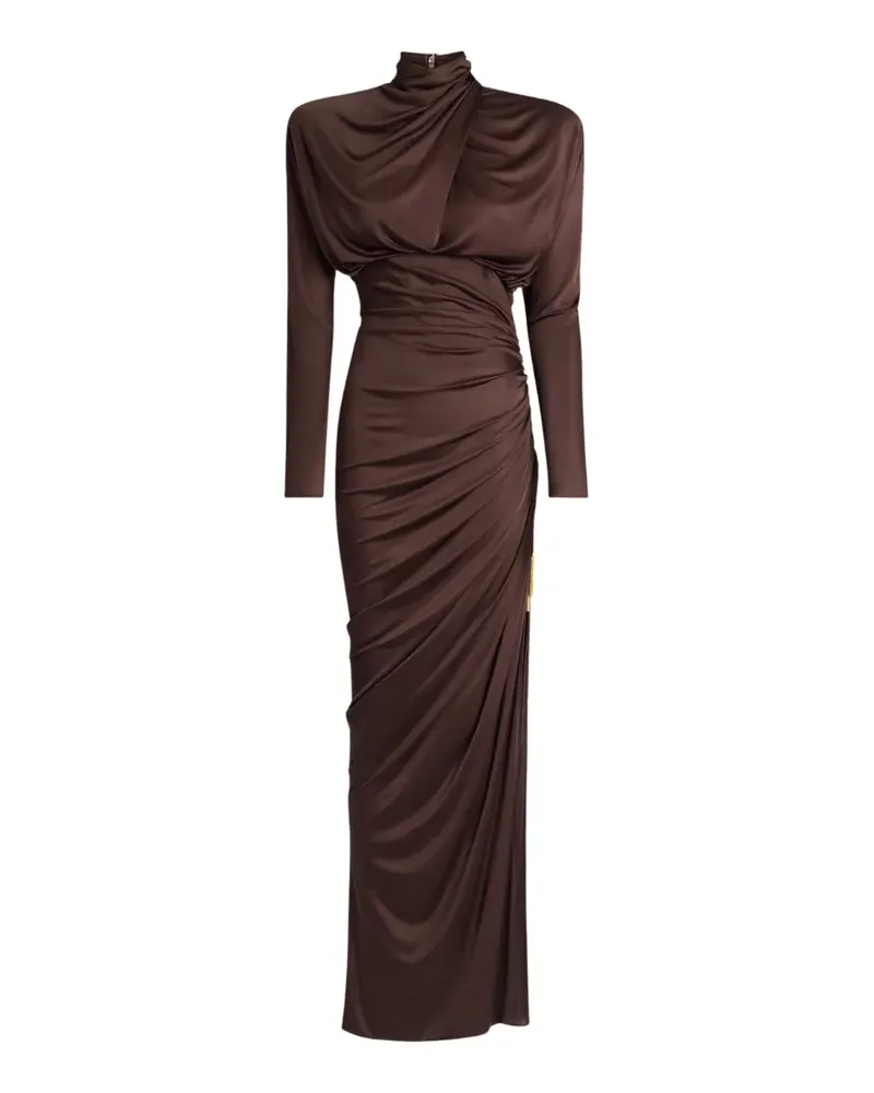 Balmain Langes Kleid aus fließendem Jersey - Braun Braun