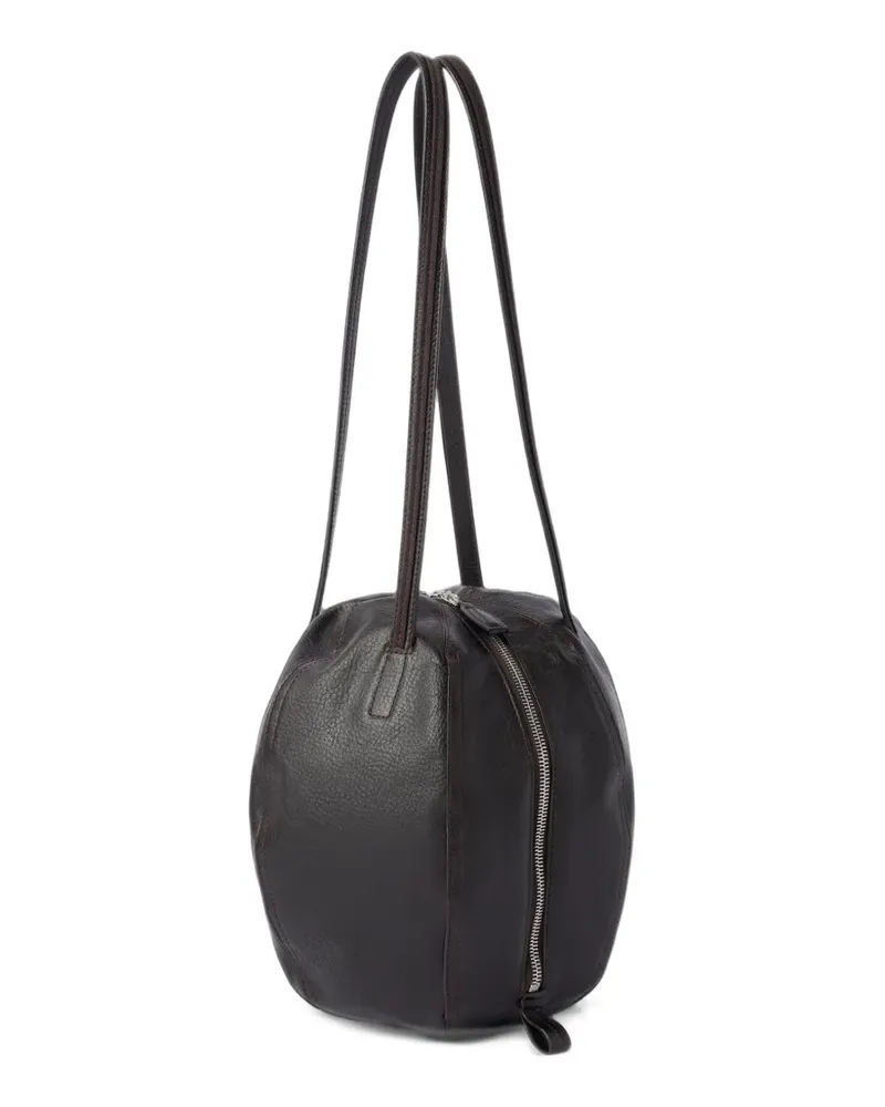 Christophe Lemaire Kleine Helmet Tasche aus gekörntem Paper-Lux-Leder - Braun Braun
