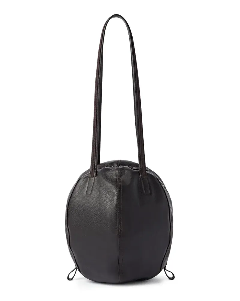 Christophe Lemaire Kleine Helmet Tasche aus gekörntem Paper-Lux-Leder - Braun Braun