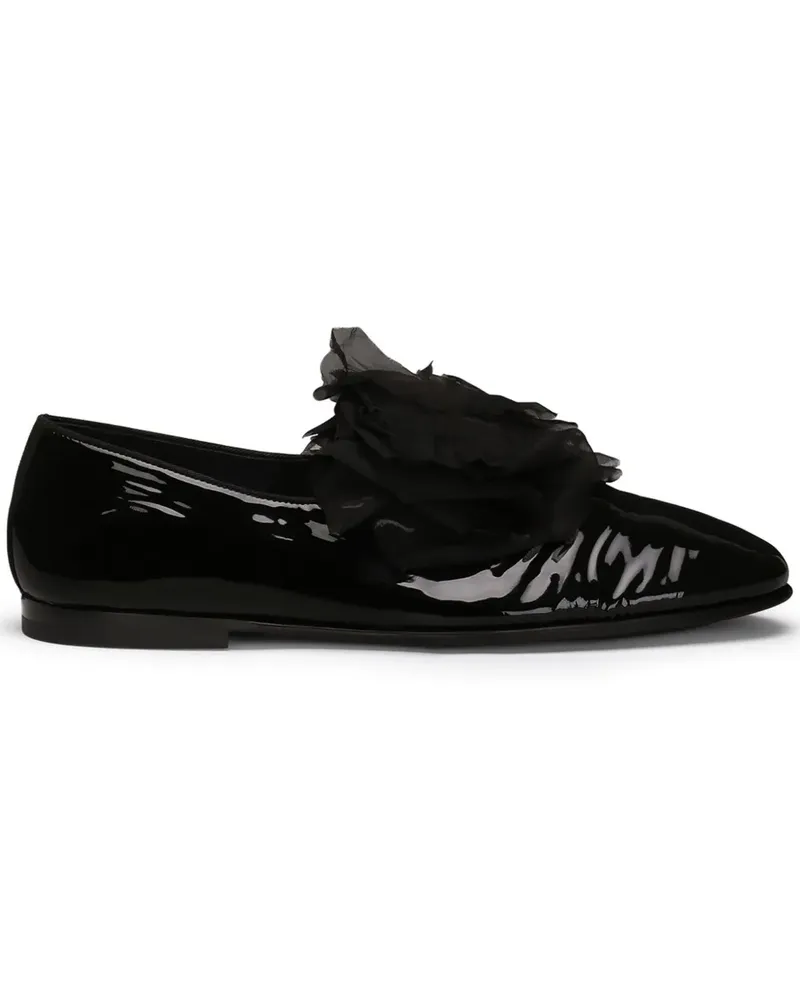 Dolce & Gabbana Slipper mit Blumenapplikation - Schwarz Schwarz