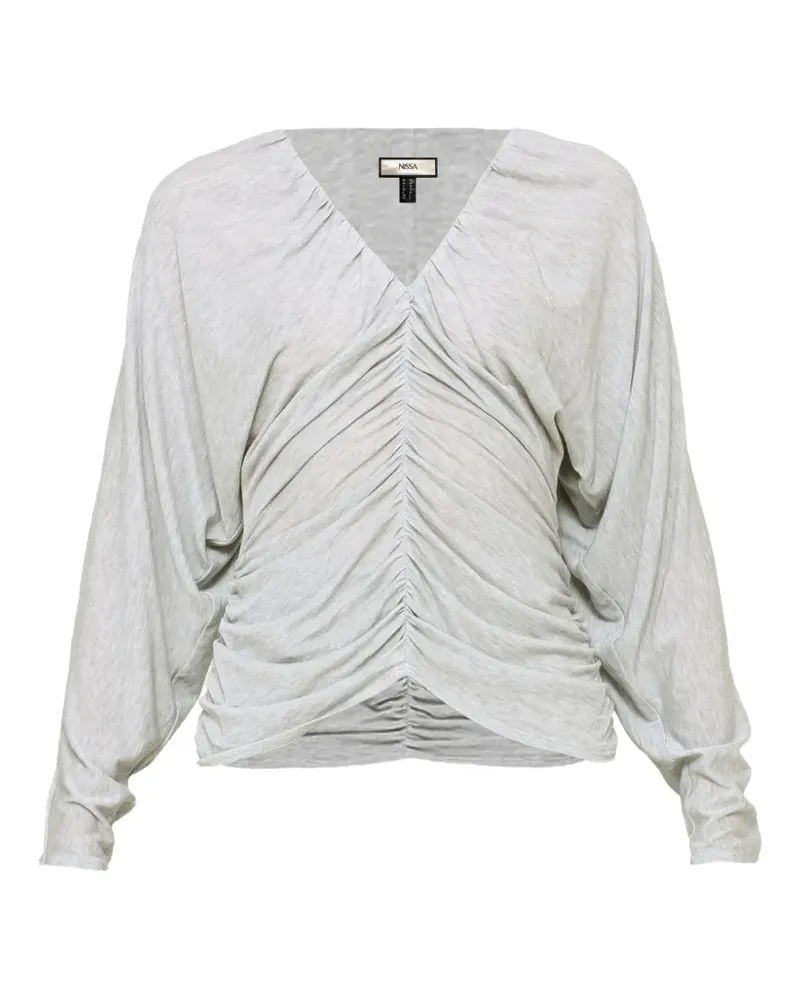 NISSA draped TENCEL™ and wool top - Grau Grau