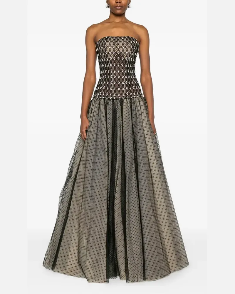 Dina Melwani sequin-embellished tulle maxi dress - Schwarz Schwarz