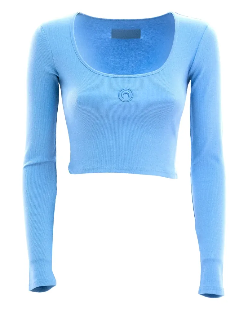 Marine Serre ribbed crop top - Blau Blau