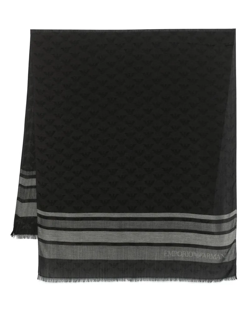 Emporio Armani Jacquard-Schal mit Logo - Grau Grau
