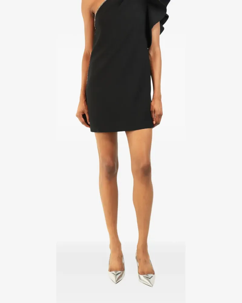Self-Portrait ruffled one-shoulder mini dress - Schwarz Schwarz