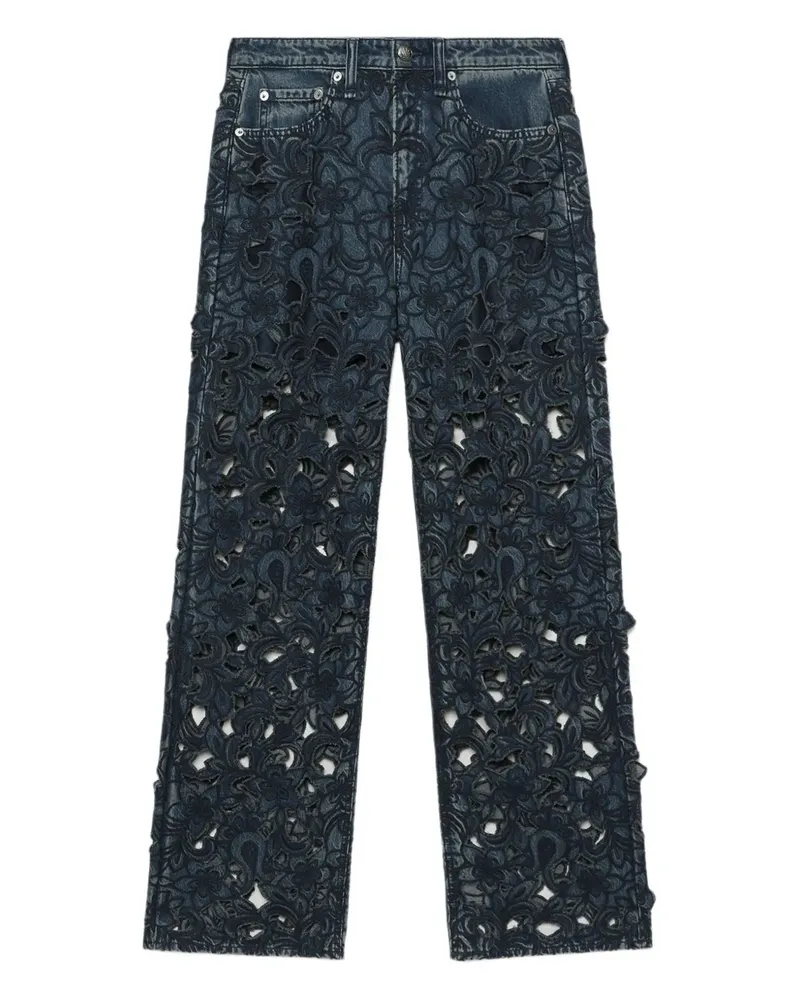 Rag & Bone Logan Jeans mit Blumenspitze - Blau Blau