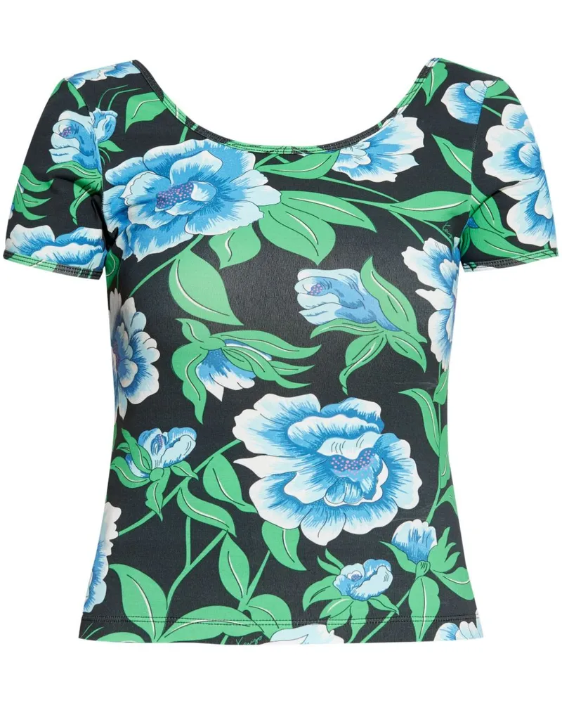Kenzo T-Shirt mit Blumen-Print - Schwarz Schwarz