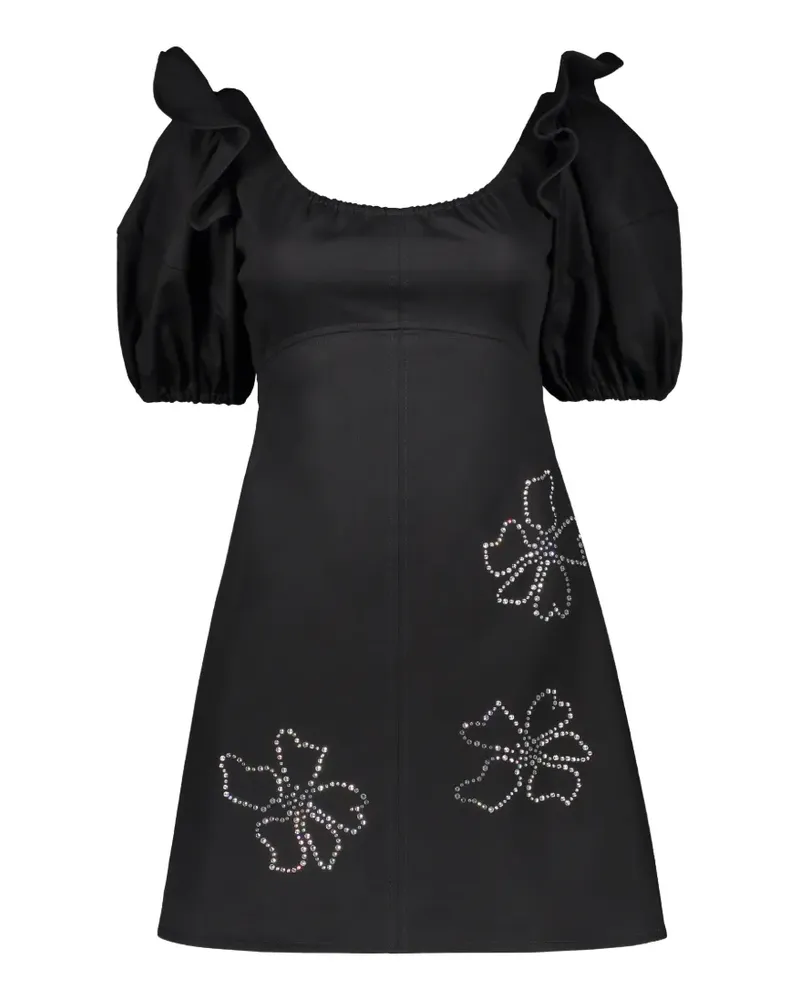 ELLERY floral-embellished ruffled-sleeve dress - Schwarz Schwarz