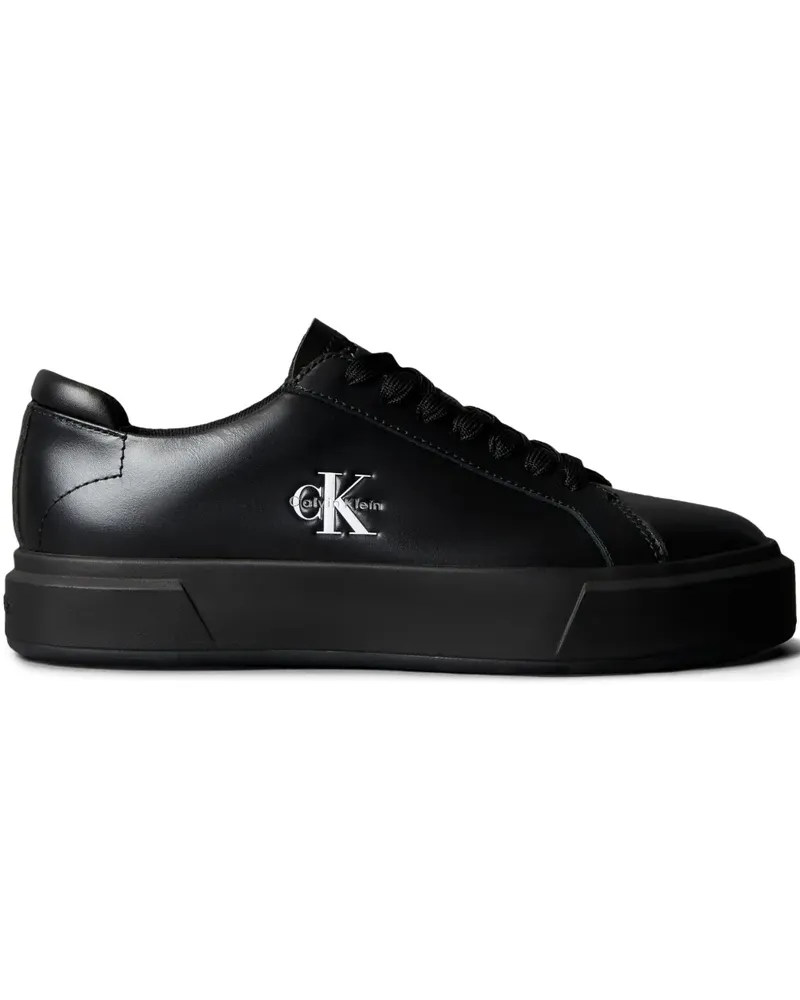 Calvin Klein Sneakers mit Leder-Logo - Schwarz Schwarz