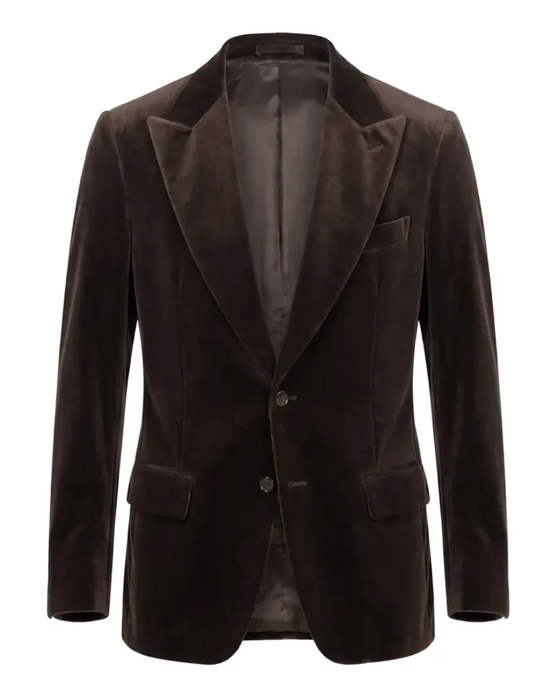 LARDINI Attitude Drop 7 Reg velvet peak-lapel blazer - Braun Braun