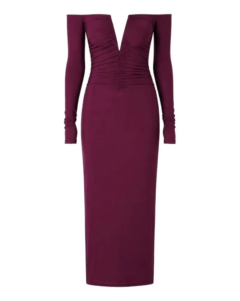 Amazuìn off-the-shoulder gathered midi dress - Violett Violett