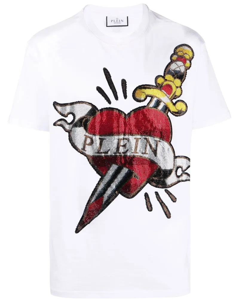Philipp Plein T-Shirt mit Love-Print - Weiß Weiß