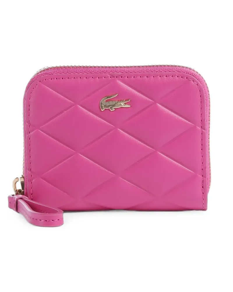 Lacoste small Crocodelle quilted leather coin purse - Rosa Rosa