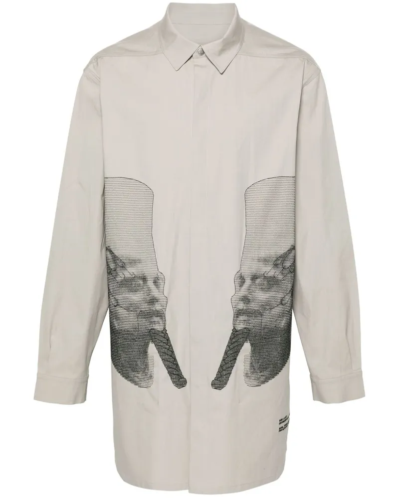 Rick Owens Hemdjacke mit aufgesticktem Pharao - Grau Grau