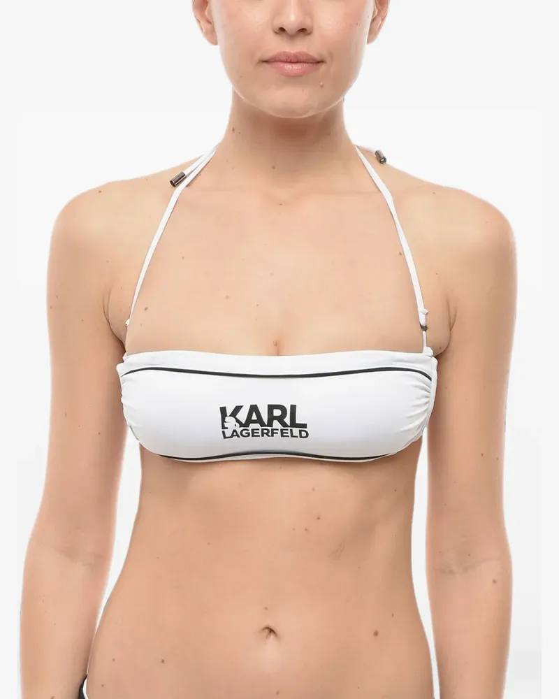 Karl Lagerfeld Bikinioberteil mit Logo-Print - Weiß Weiß