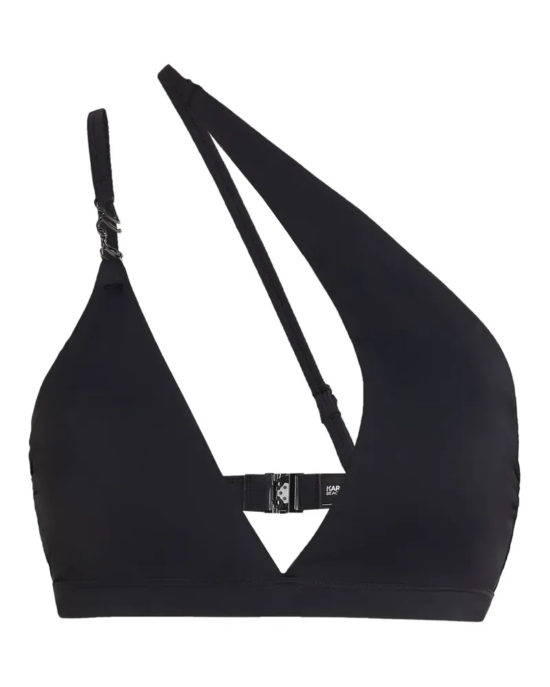 Karl Lagerfeld Asymmetrisches Signature Bikinioberteil - Schwarz Schwarz