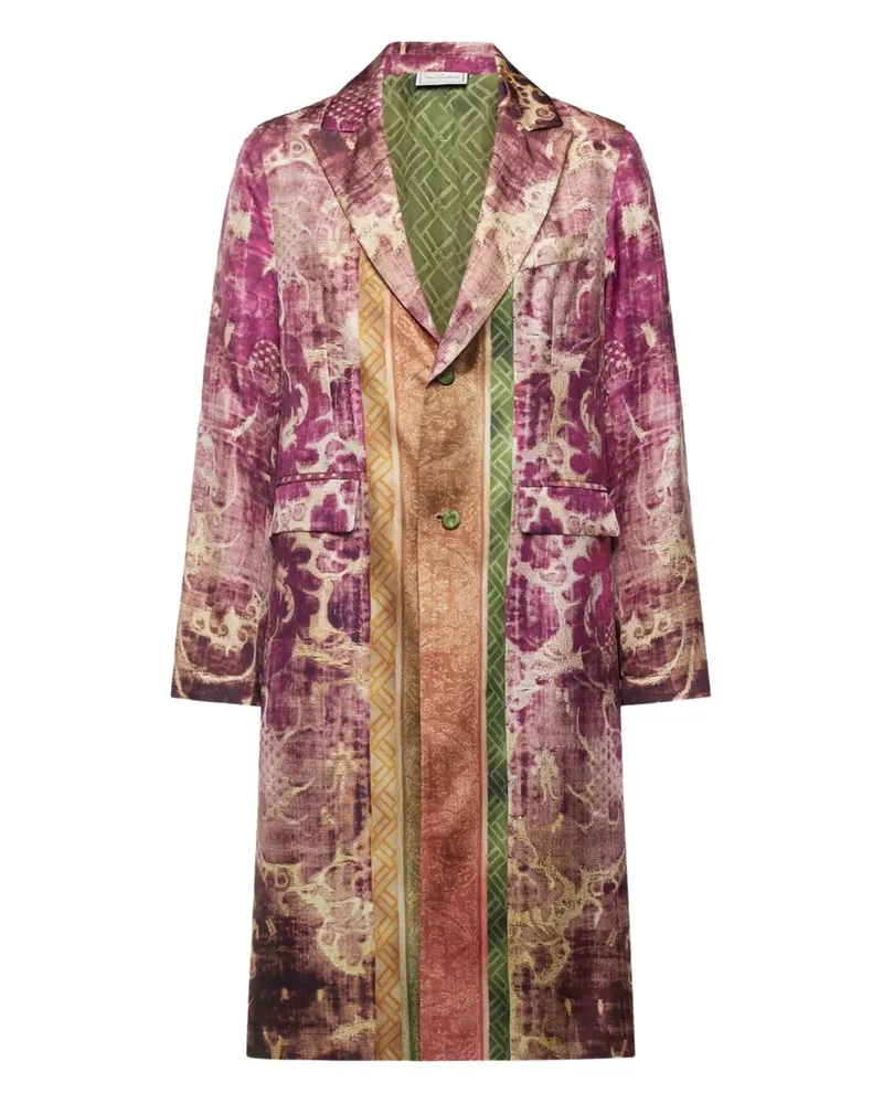 Pierre-Louis Mascia damask-print panelled coat - Rosa Rosa