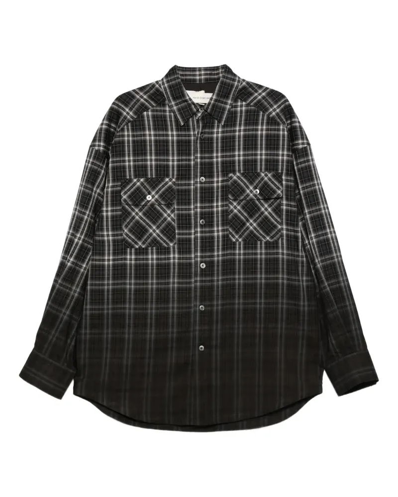 Feng Chen Wang Kariertes Hemd mit Tasche - Schwarz Schwarz