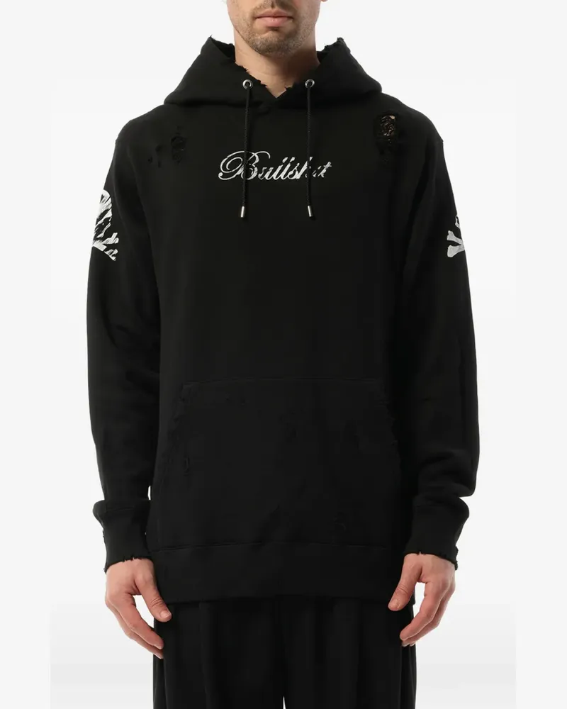 Mastermind Japan distressed skull-print hoodie - Schwarz Schwarz