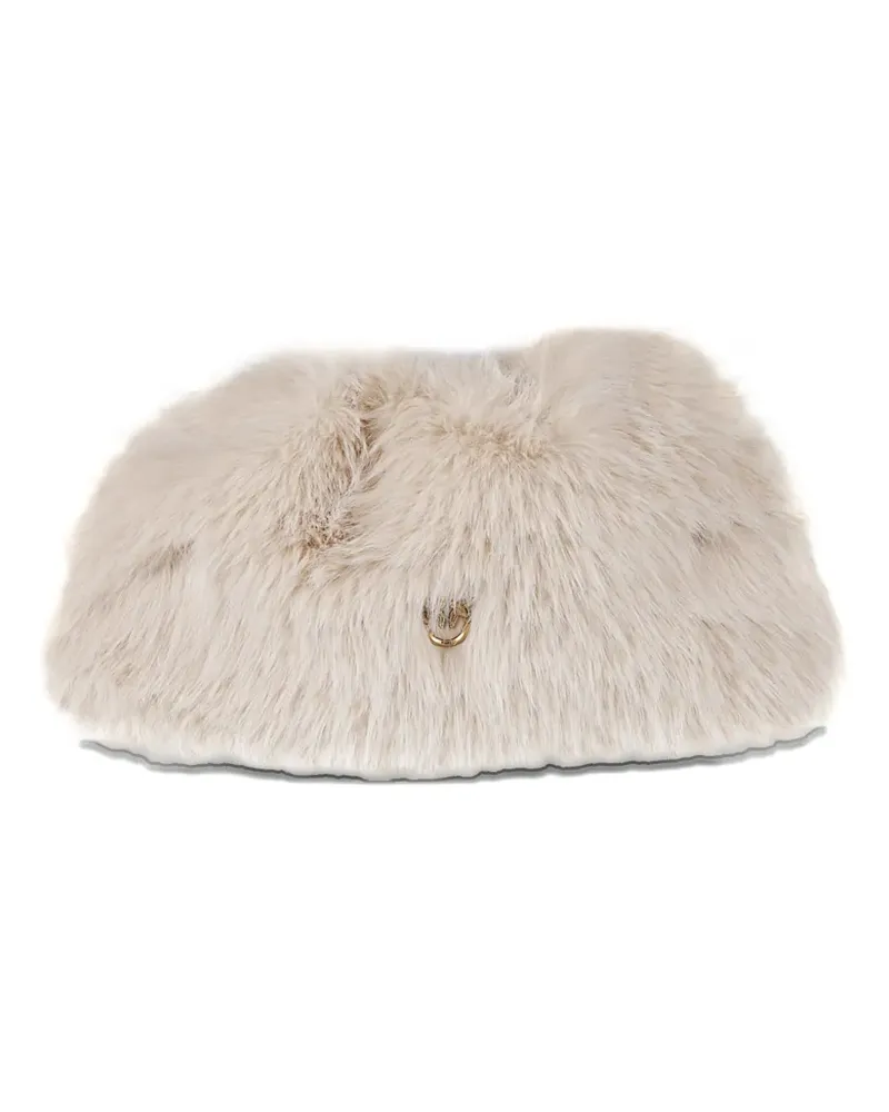 Pinko faux-fur clutch bag - Nude Nude