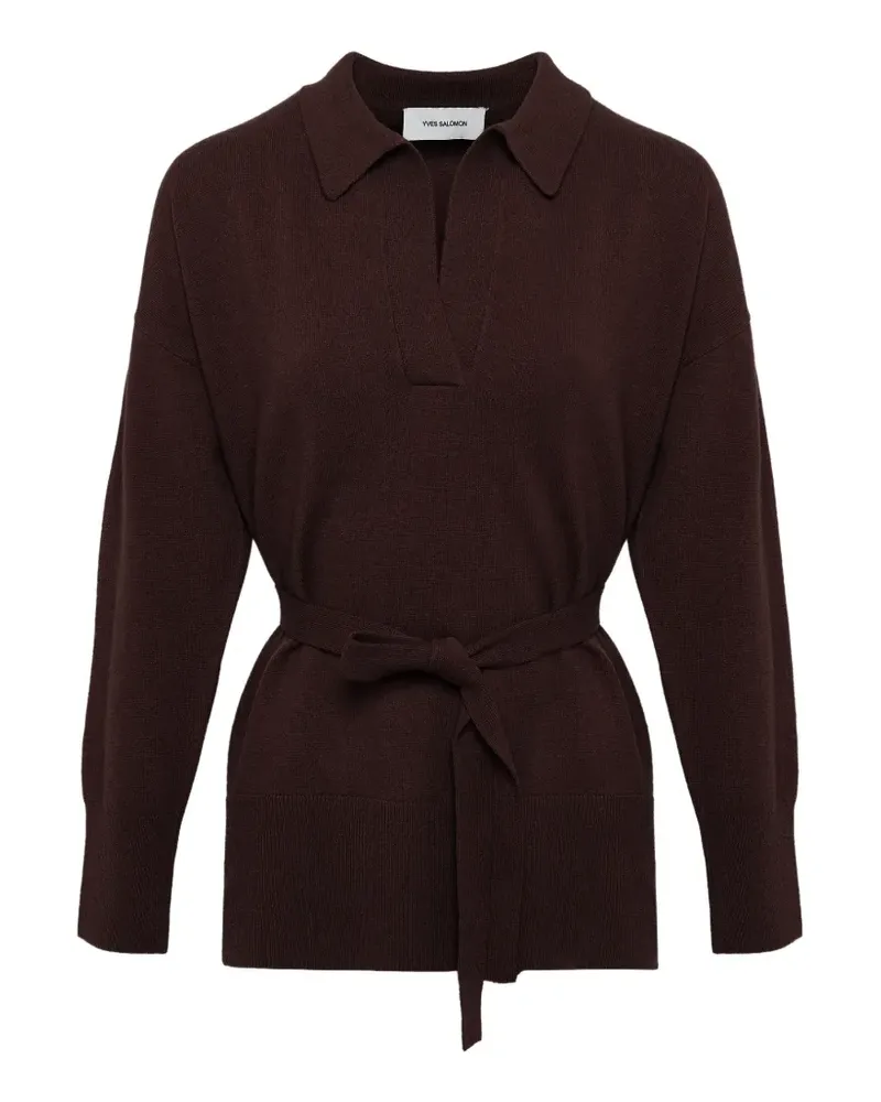 Yves Salomon Pullover mit Bindegürtel - Braun Braun