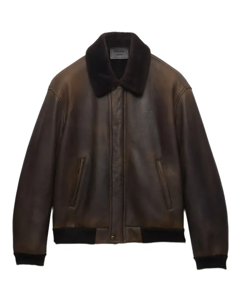 Prada shearling bomber jacket - Braun Braun