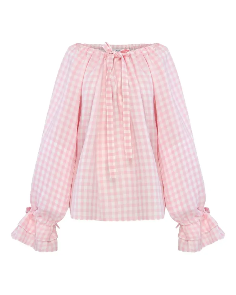 SLEEPER Schulterfreie Bluse mit Check - Rosa Rosa