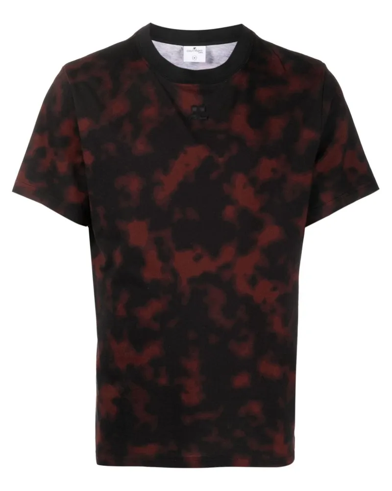 Courrèges T-Shirt mit Schildpatt-Print Schwarz