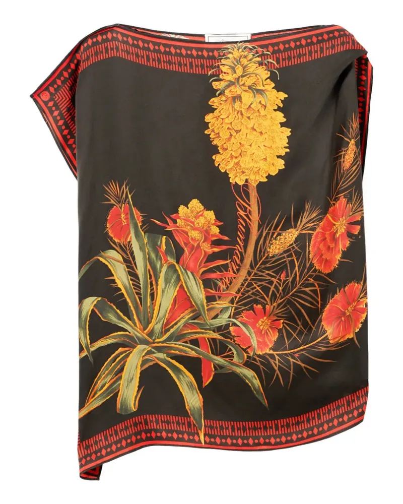 Blumarine twill floral print top - Schwarz Schwarz