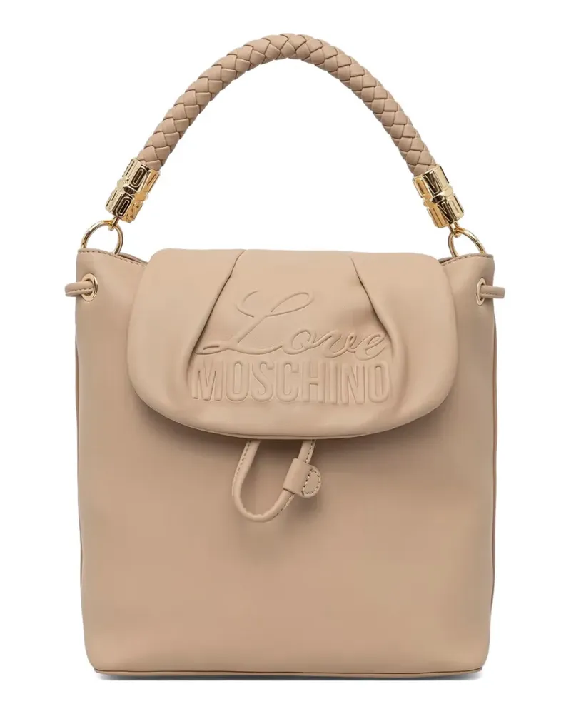 Moschino logo-embossed braided-handle backpack - Nude Nude