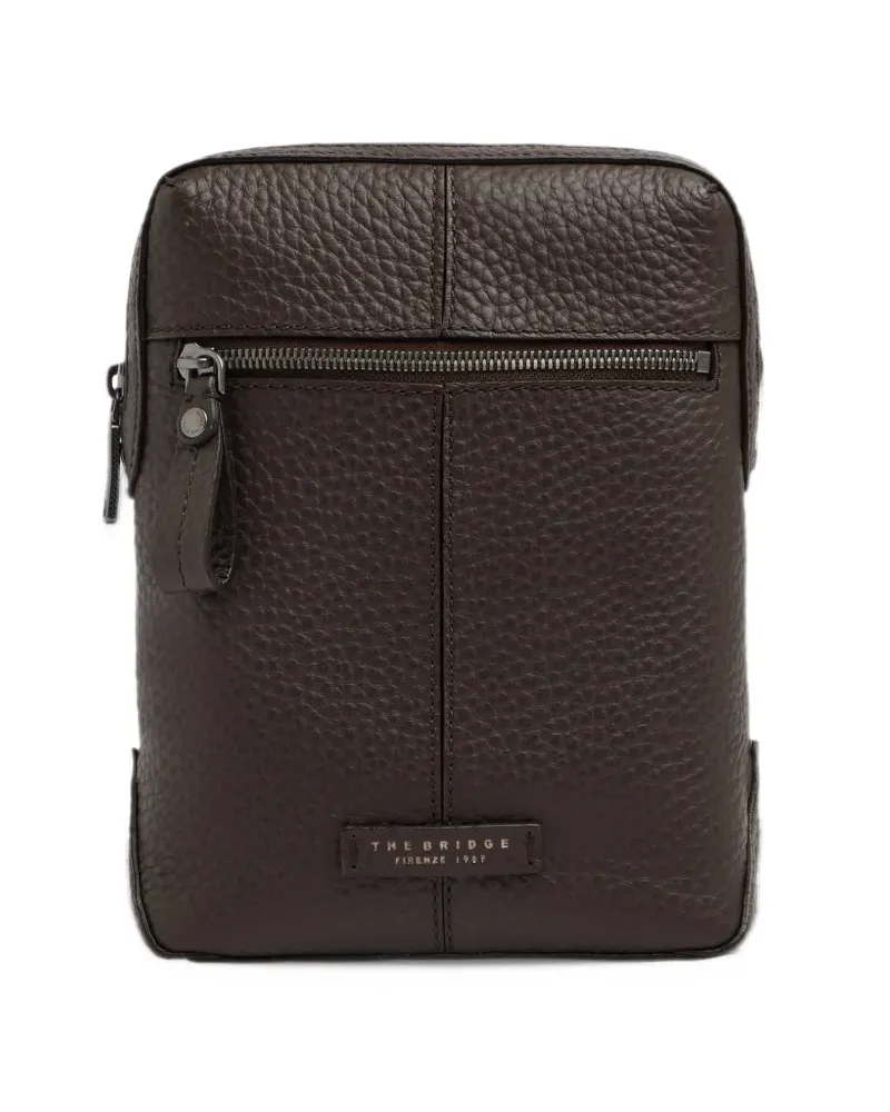 The Bridge Manfredi pebbled leather messenger bag - Braun Braun