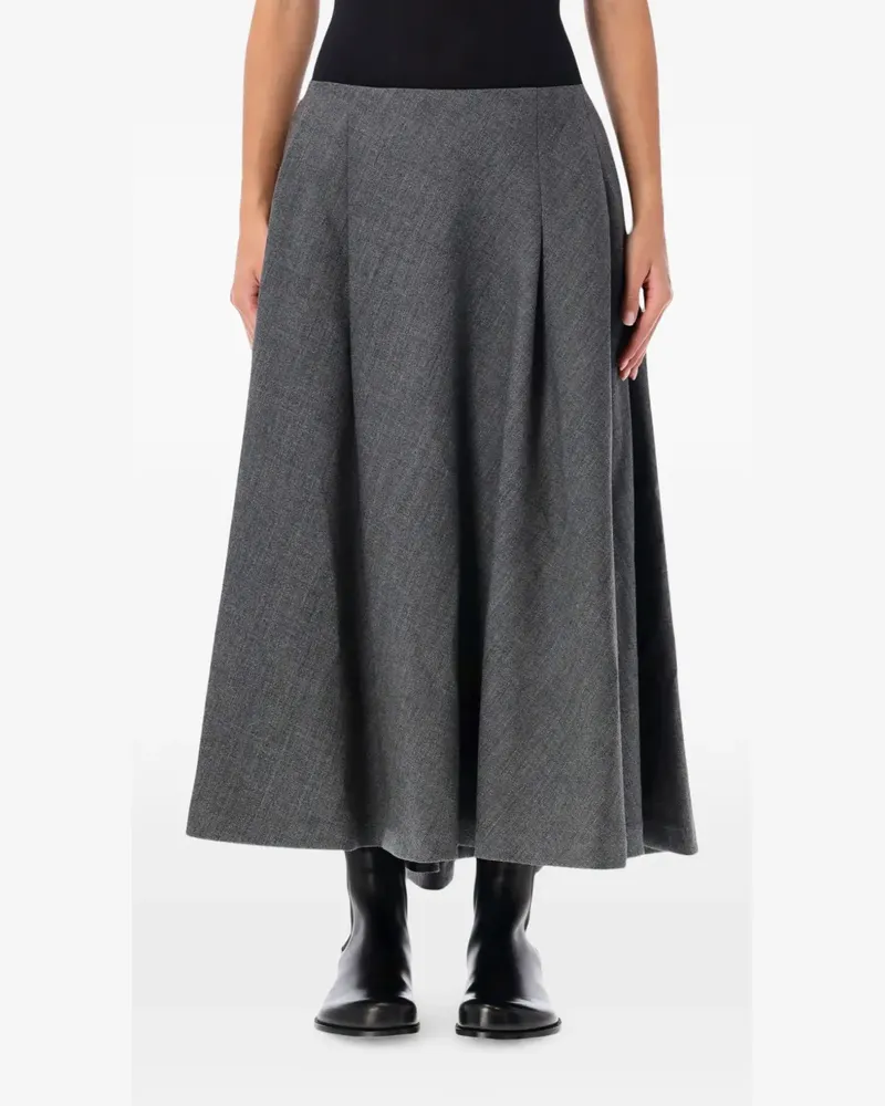 AMI Paris pleated A-line midi skirt - Grau Grau