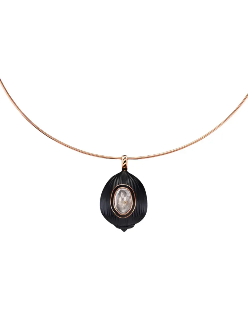 DEZSO Coquito Polki diamond and onyx necklace - Rosa Rosa