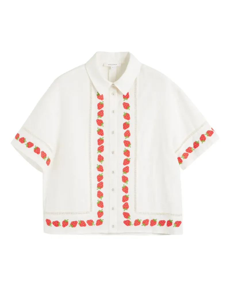 Chinti & Parker T-Shirt mit Erdbeere - Weiß Weiß