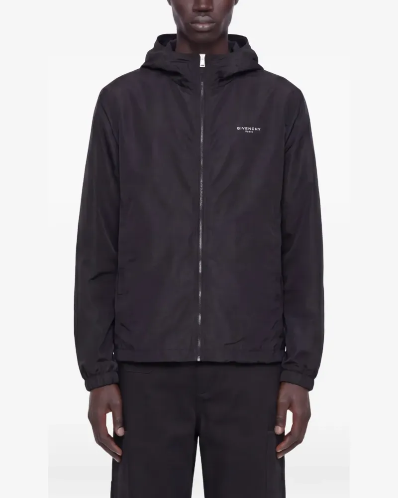 Givenchy logo-print hooded windbreaker - Schwarz Schwarz