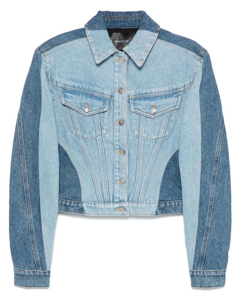 Thierry Mugler Jeansjacke in Colour-Block-Optik Blau