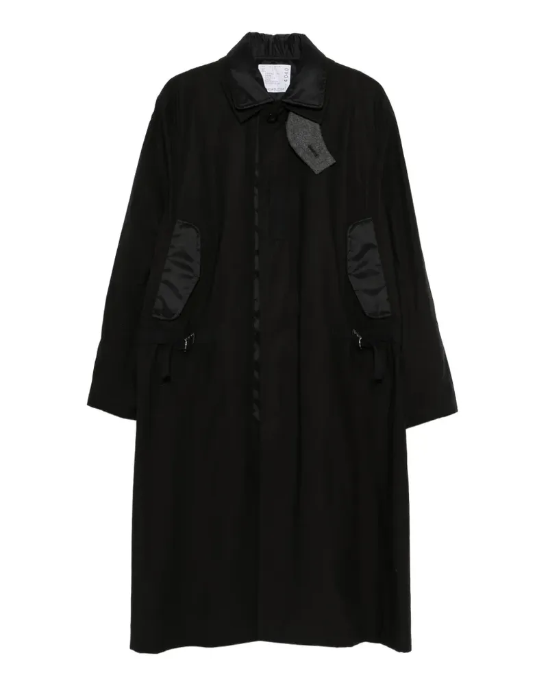 Sacai buckle-detail panelled coat - Schwarz Schwarz