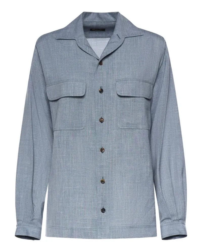 Loro Piana Ida notched-collar flap-pocket shirt - Blau Blau