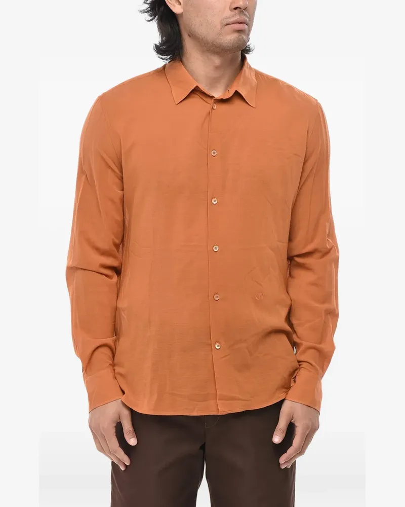 OFF-WHITE embroidered logo-patch shirt - Orange Orange