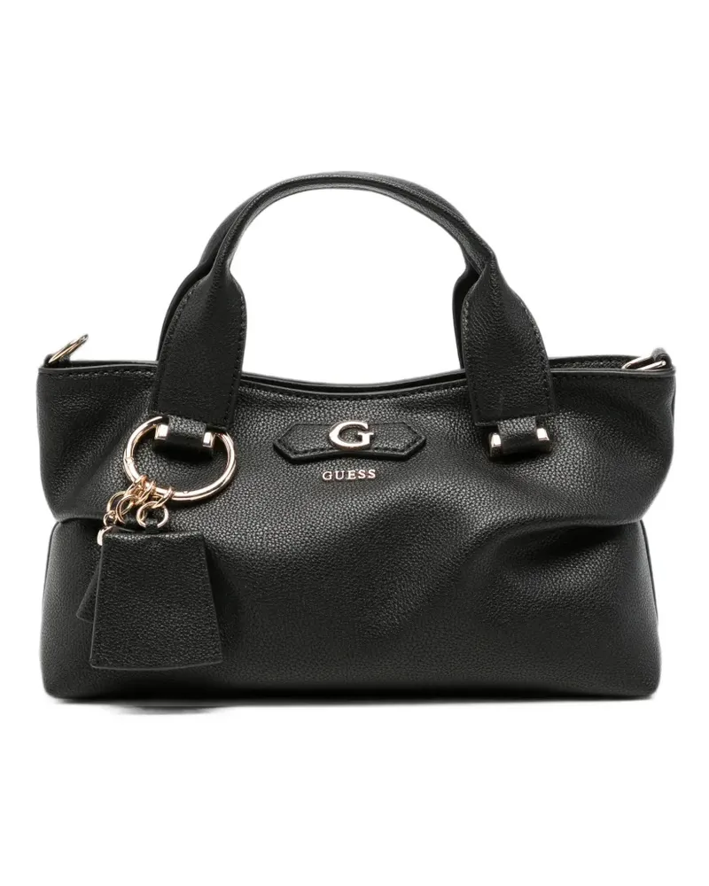 Guess Suzy mini logo-plaque pebbled tote bag - Schwarz Schwarz