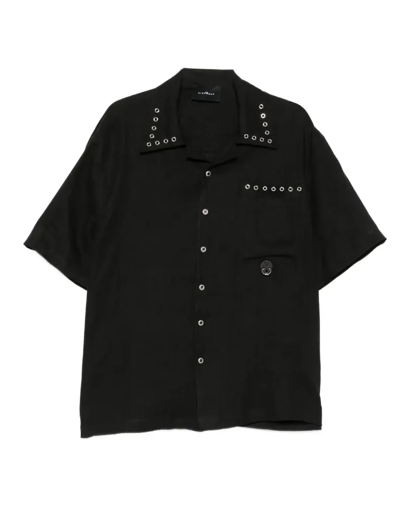 John Richmond eyelet-embellished short-sleeve shirt - Schwarz Schwarz