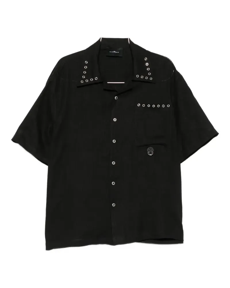 John Richmond eyelet-embellished short-sleeve shirt - Schwarz Schwarz