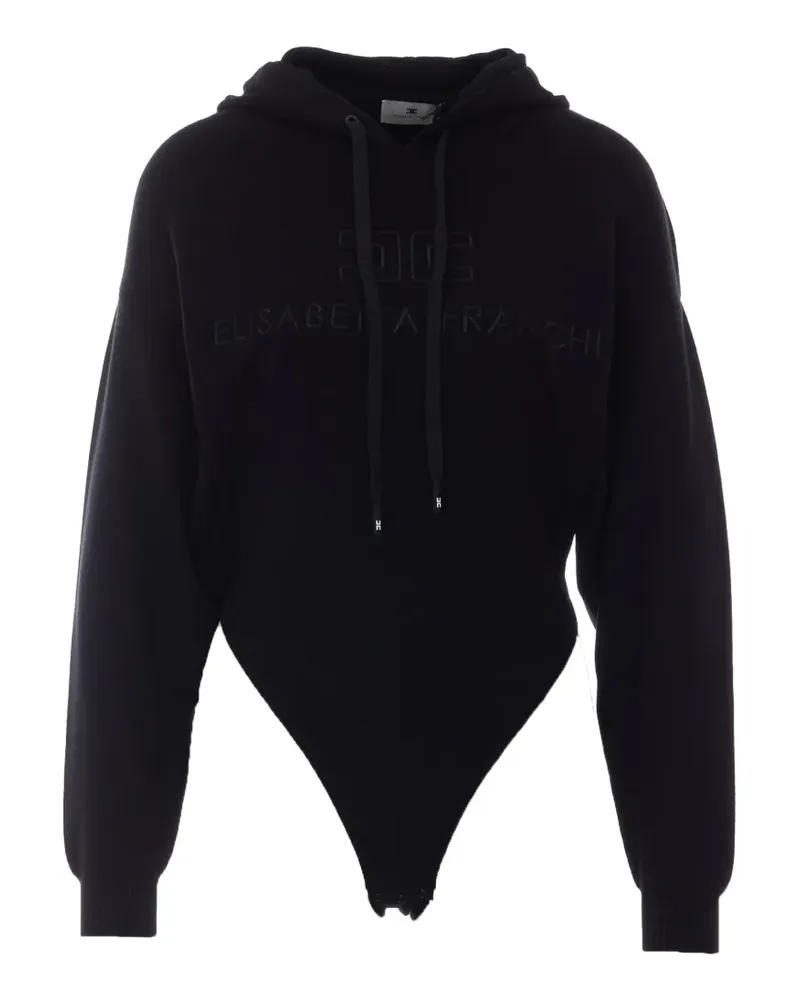 Elisabetta Franchi logo-embroidered hoodie bodysuit - Schwarz Schwarz