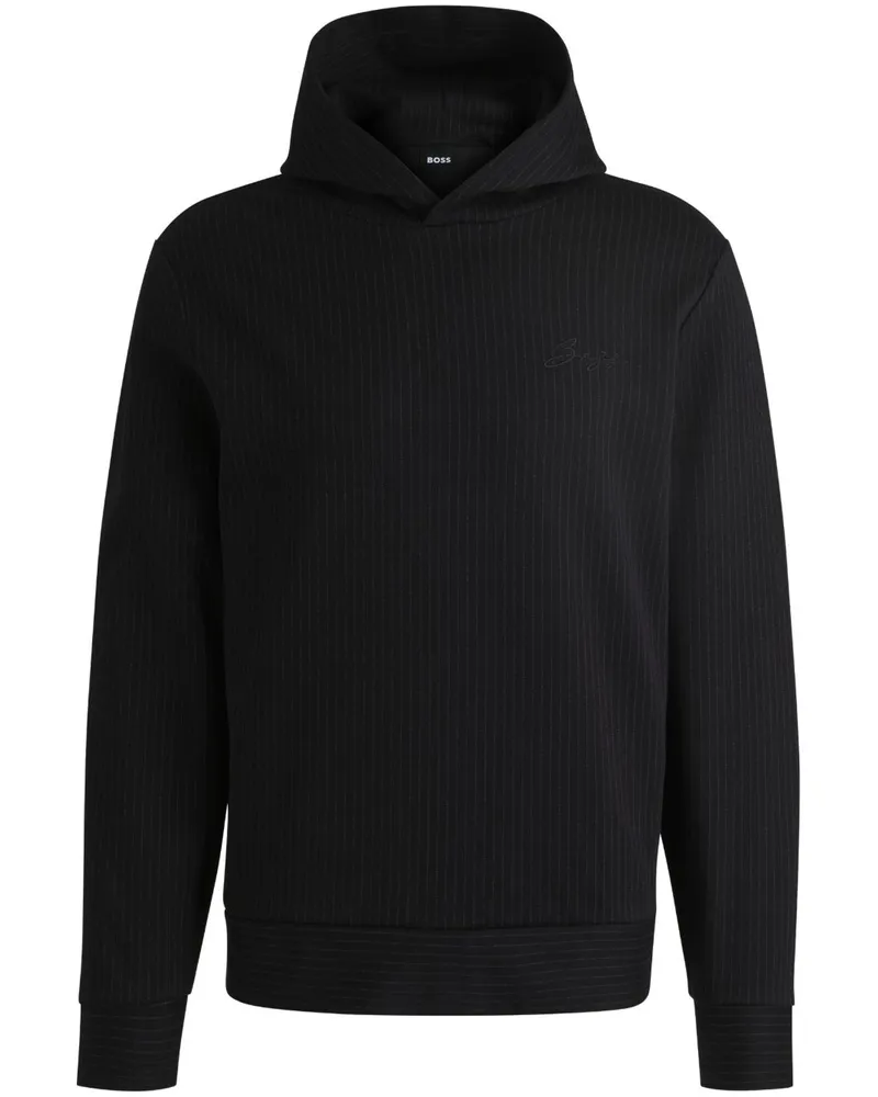 HUGO BOSS Hoodie mit Nadelstreifen - Schwarz Schwarz