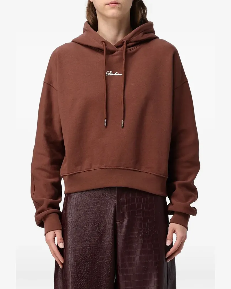 DISCLAIMER logo-print drawstring hoodie - Braun Braun