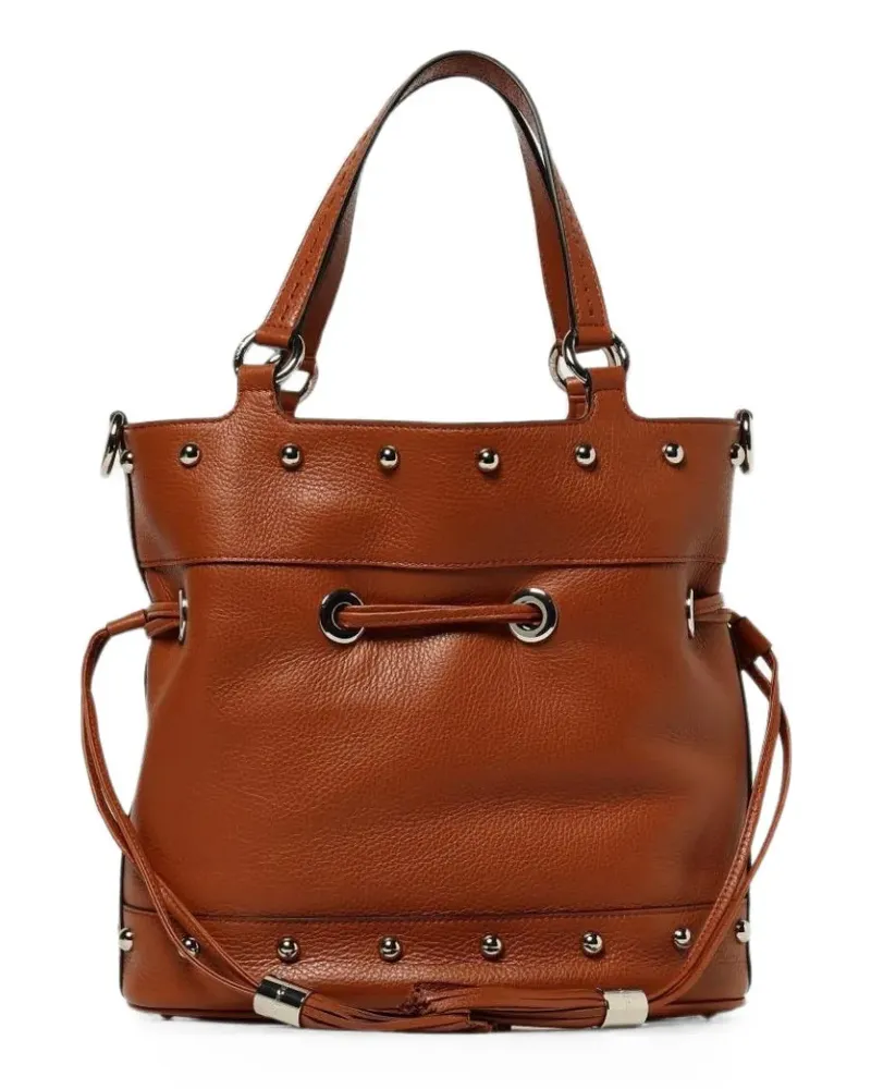 Lancel stud-embellished tassel-detail bucket bag - Braun Braun