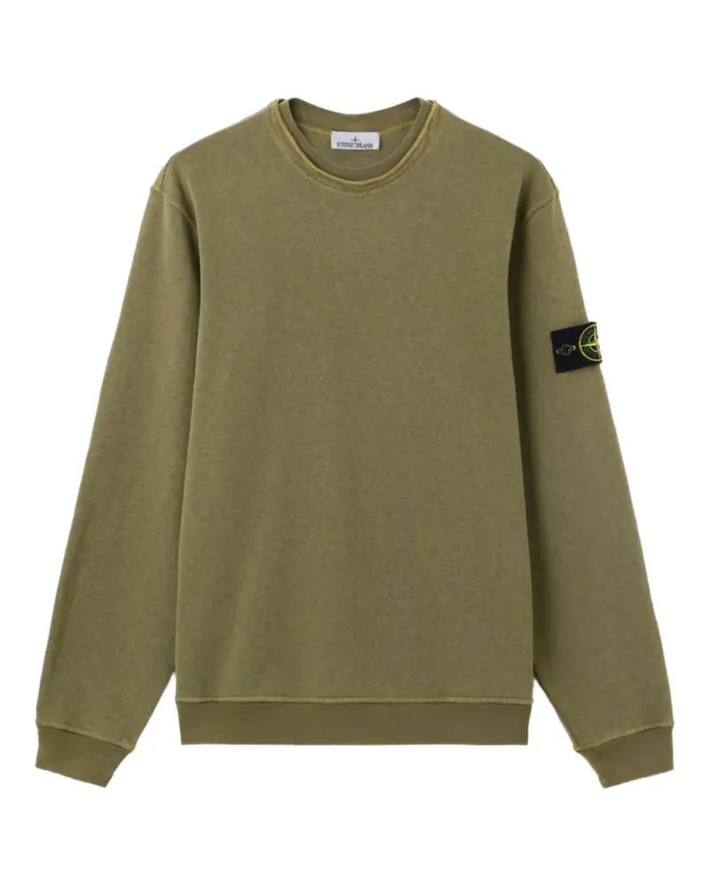 Stone Island Geripptes Sweatshirt mit Logo-Patch - Grün Grün